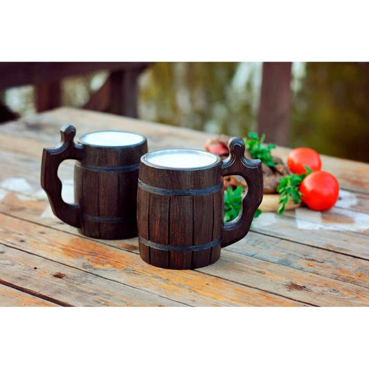 Taza cerveza vikinga – Madera tallada y espíritu nórdico