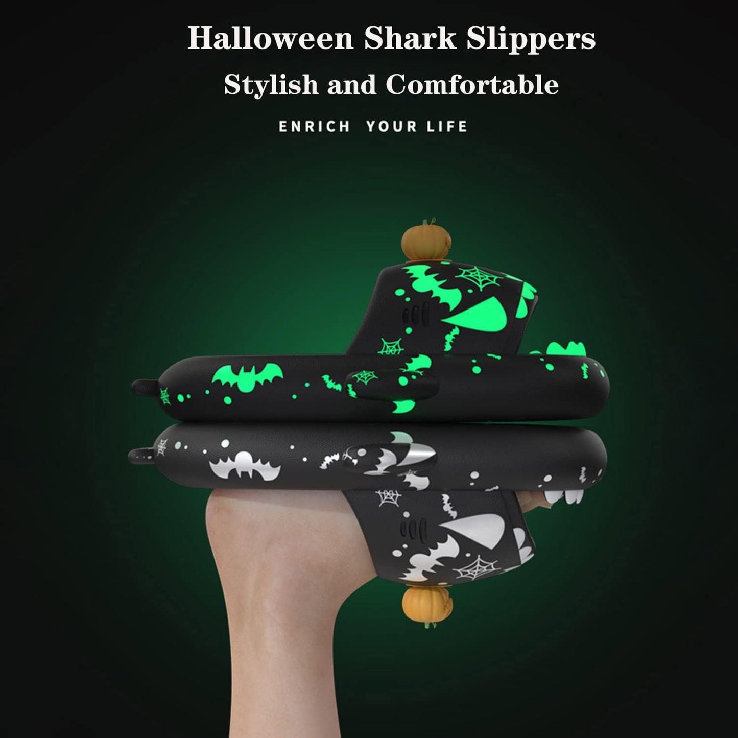 Chagoo Galaxy Shark Slides Glow in the Dark, Zapatillas Shark Cloud para mujer y hombre, zapatillas fluorescentes con suela gruesa de verano para hombre y mujer (36/37 EU, Green-b),GFDRT60981