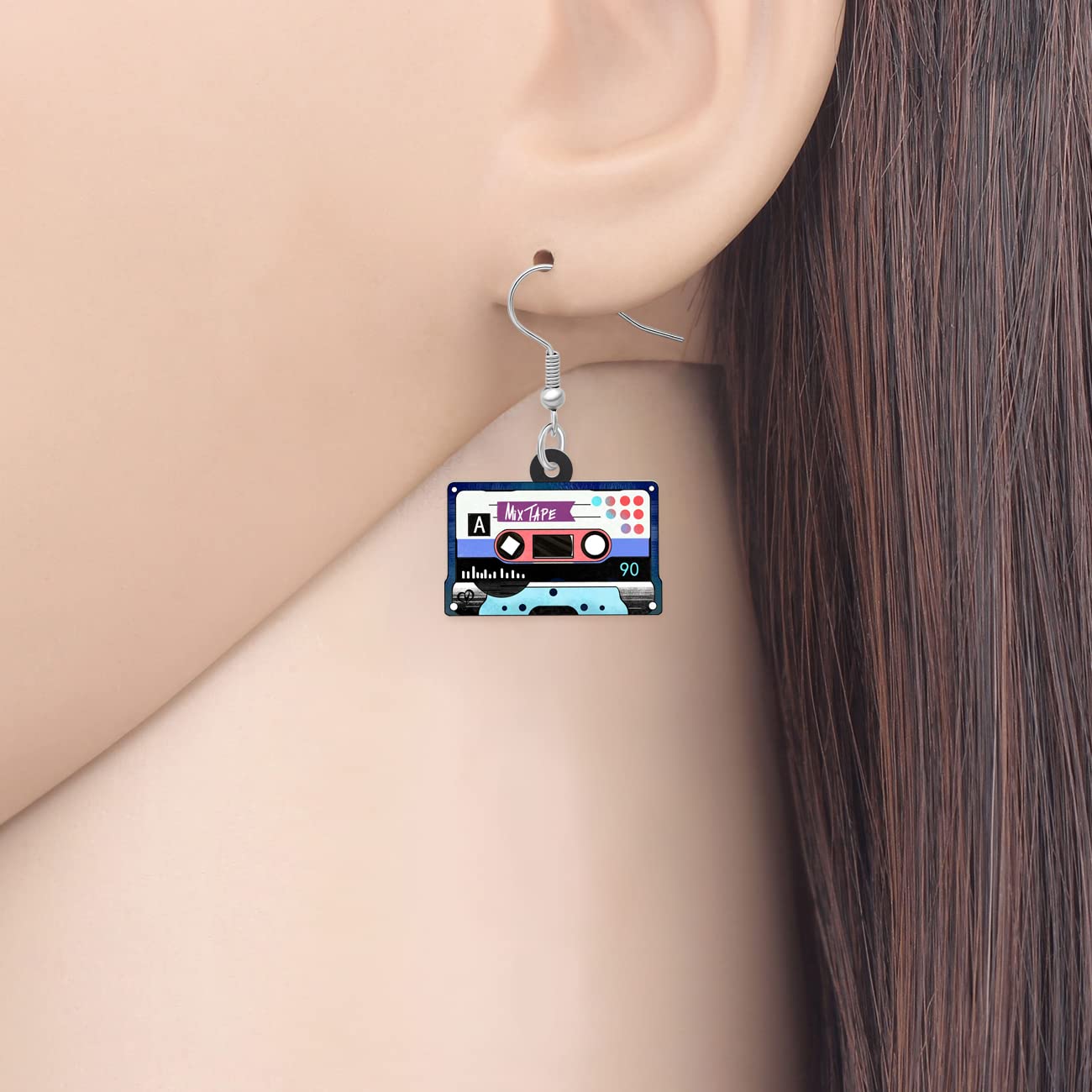 Pendientes Radio Vintage Morada – Ritmo ochentero a todo color