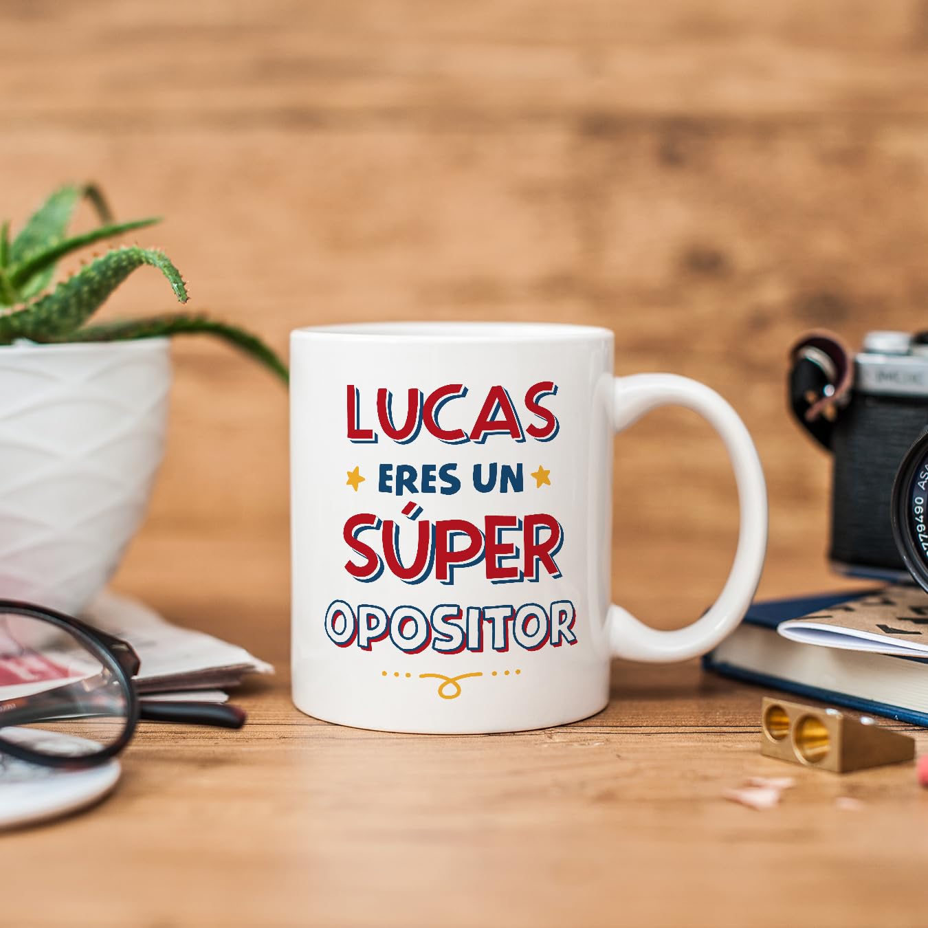 MUGFFINS Tazas Personalizadas para OPOSITOR hombre - En Español - Eres Súper - 11 oz / 330 ml - Regalo Personalizable original y divertido