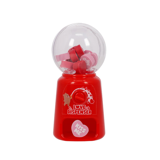 Legami - Mini dispensador de gomas para borrar, Love Dispenser, 15 gomas, goma en forma de corazón, dimensiones 9 x 22 x 0,5 cm
