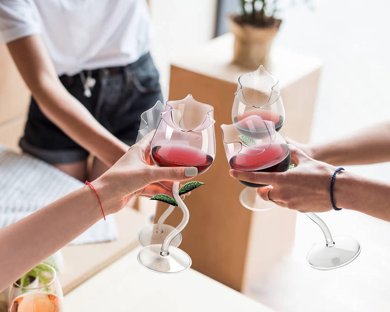 Copas de vino en forma de rosa – Brinda con flores que no se marchitan