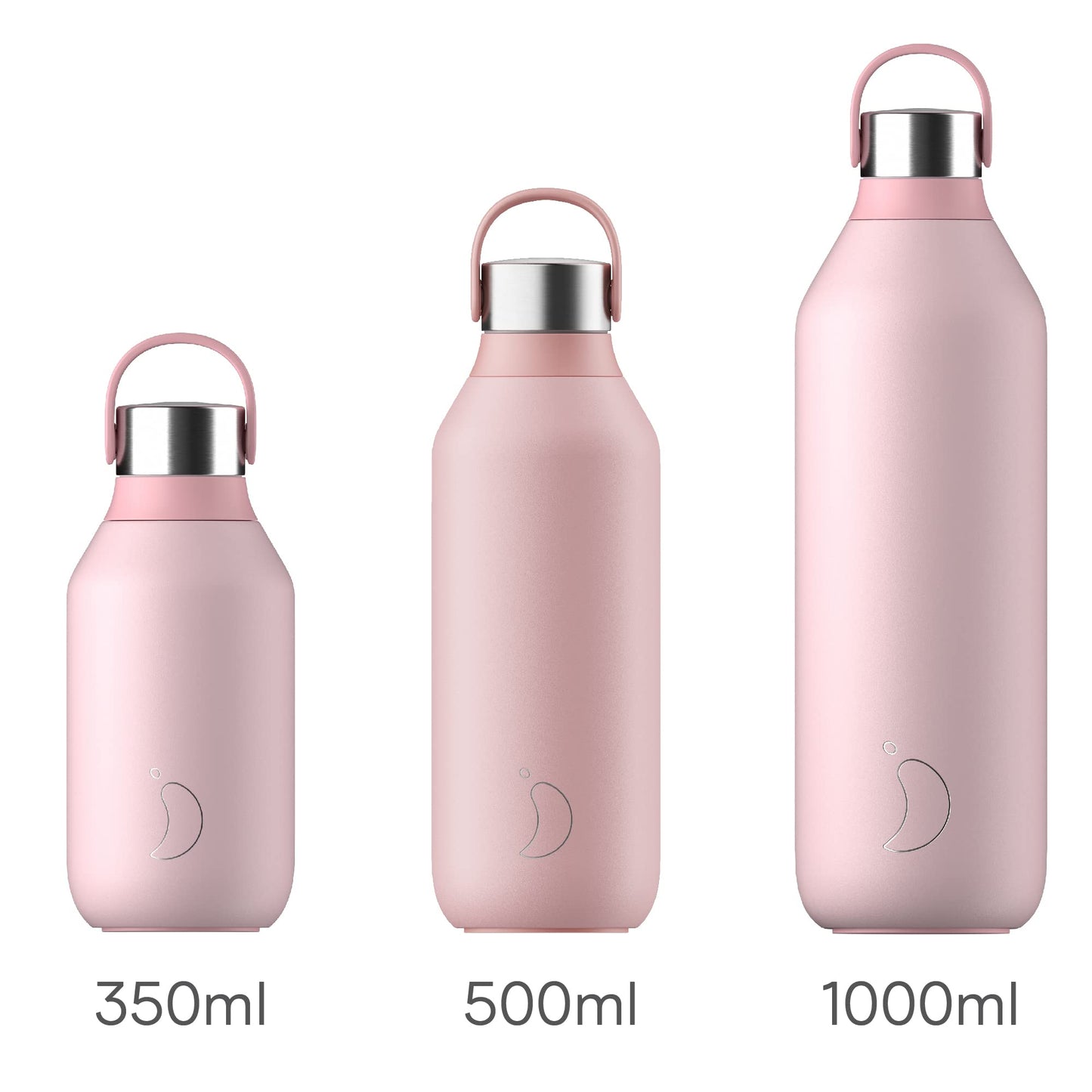 Chilly's Bottle Serie 2 - Botellas térmicas de Acero Inoxidable con gollete Suave y asa - Blush Pink, 500ml