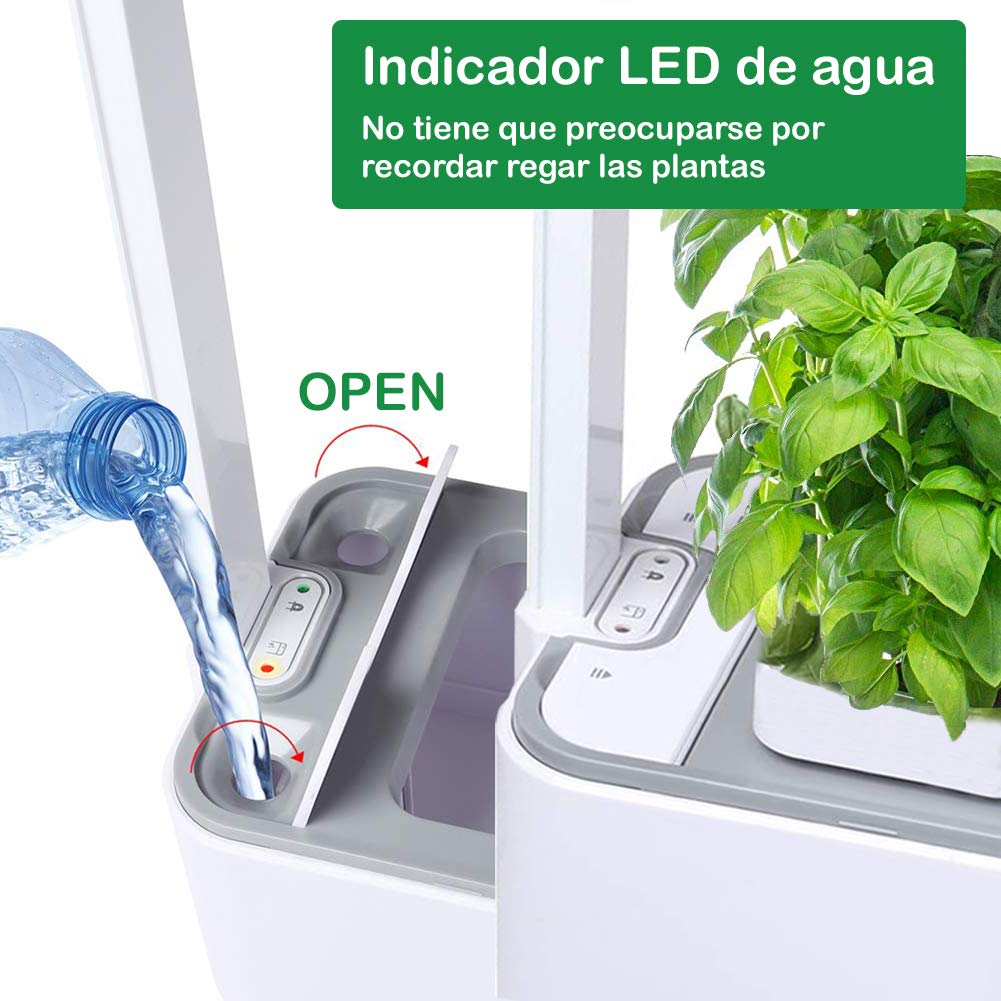 amzWOW Clizia Smart Garden Huerto de Interior, Sistema de Cultivo hidropónico para Cultivar Plantas y Semillas aromaticas - Jardinera de Interior de Hierbas con luz de Crecimiento LED (Blanco)