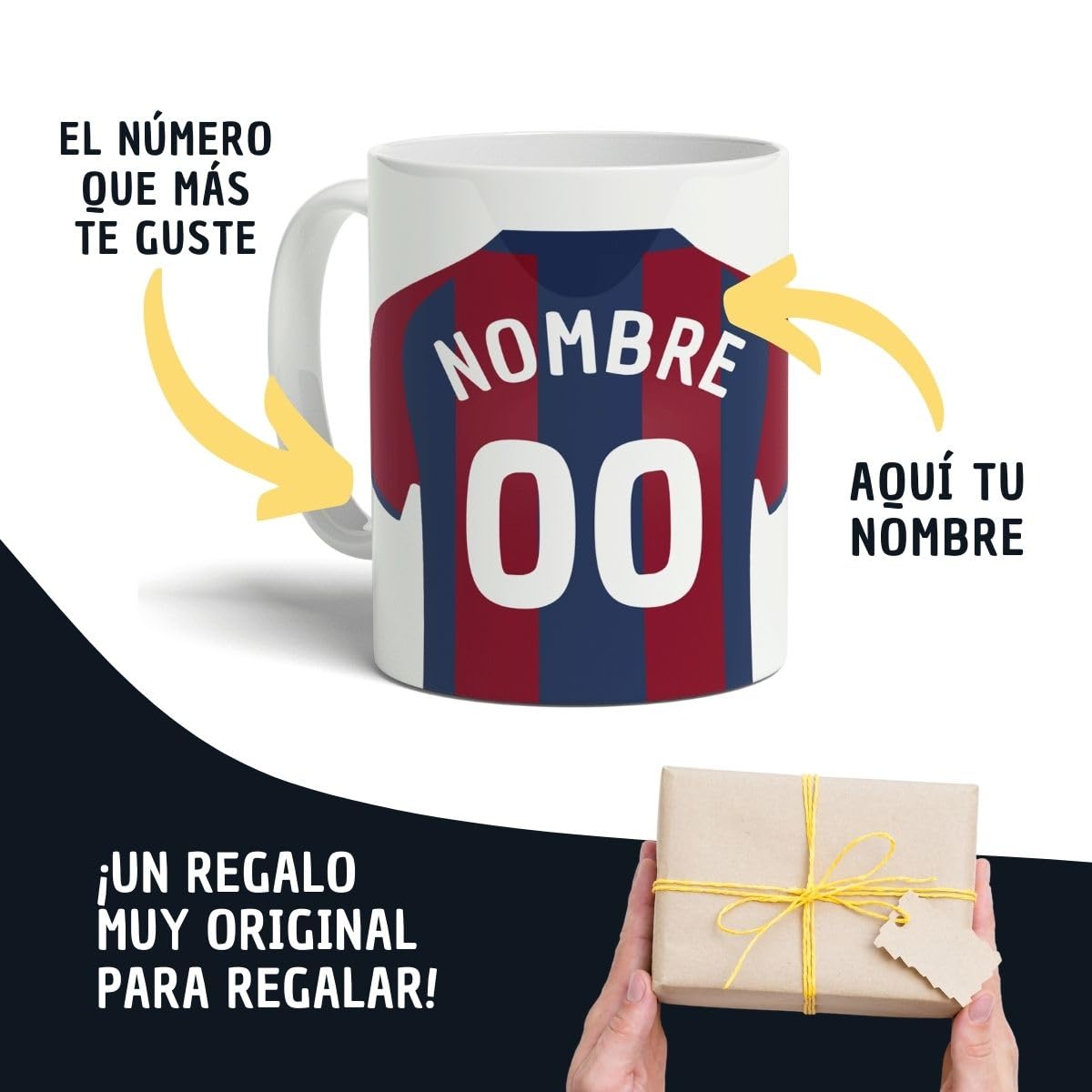 Taza Personalizada Fútbol | Tazas de Desayuno Barcelona | Regalo Original para Aficionados del Futbol | Cosas de futbol para Niños | Regalos Mundial Futbolistas | Balón de fútbol