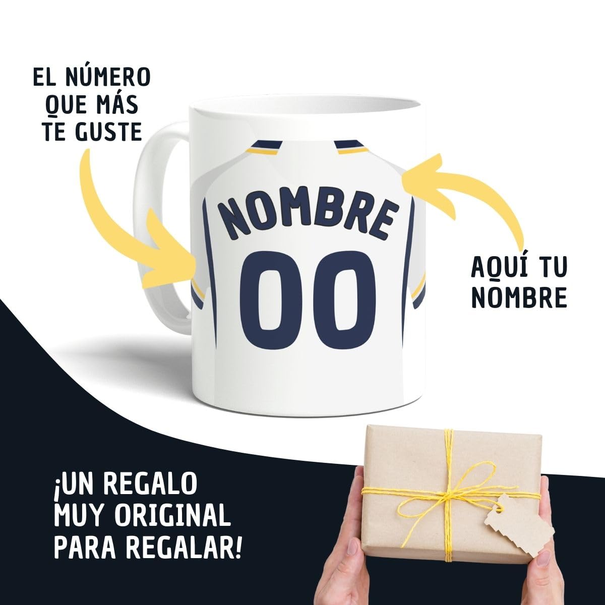 Taza Personalizada Fútbol | Tazas de Desayuno Real Madrid | Regalo Original para Aficionados del Futbol | Cosas de futbol para Niños | Regalos Mundial Futbolistas (Real Madrid)