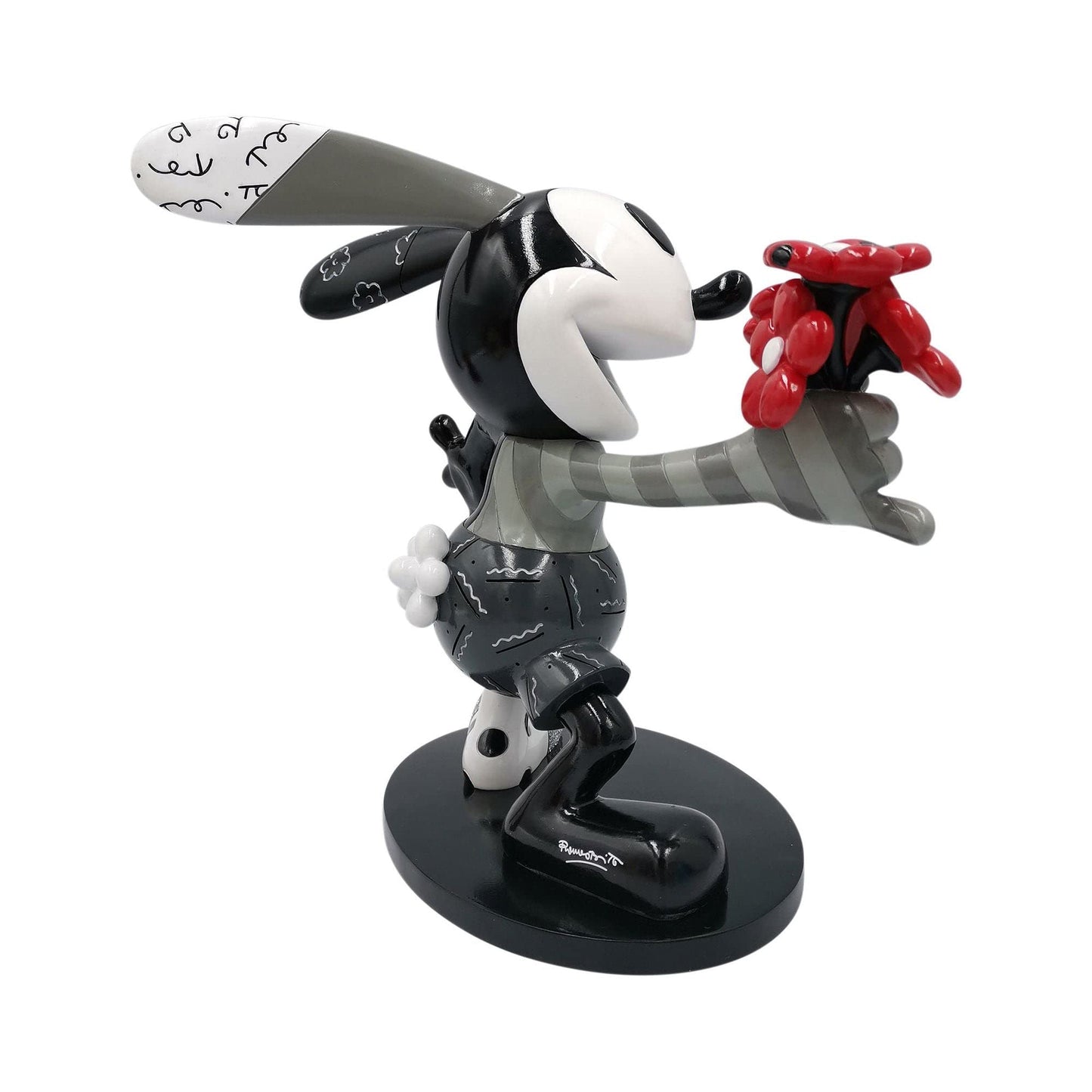 Disney Britto, Figura Mickey Mouse con flores, blanco y negro, Enesco