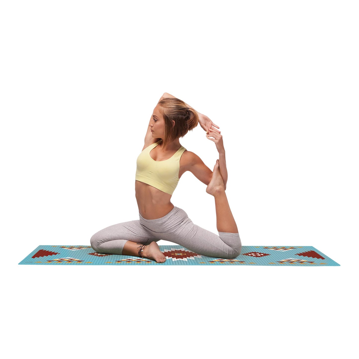 DOIY - Esterilla de Yoga Antideslizante - Estampado de Alfombra Navajo - Equipada con Cojín de Apoyo - Asas para Transporte - Esterilla de Pilates Gruesa - Colchoneta de Ejercicios - 60x173x0,6 cm