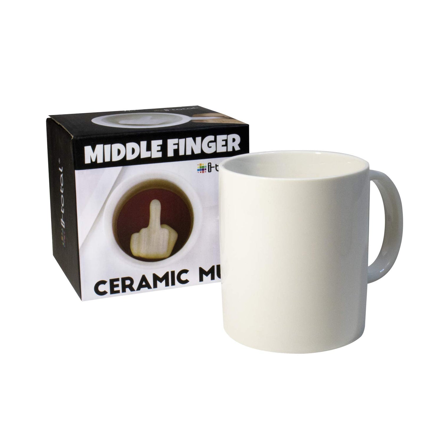 I-TOTAL® - Taza de cerámica de té/café con dibujos 3D interiores 9 x 8,5 x 9 cm (MIDDLE FINGER)