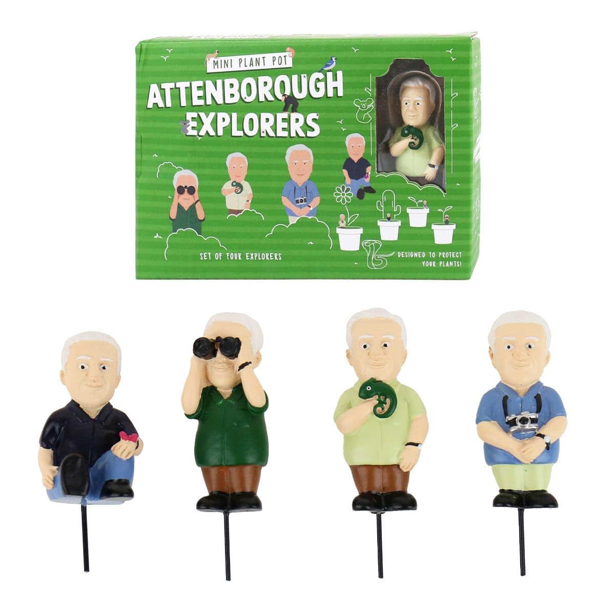 Mini exploradores Attenborough – Marcadores decorativos para macetas