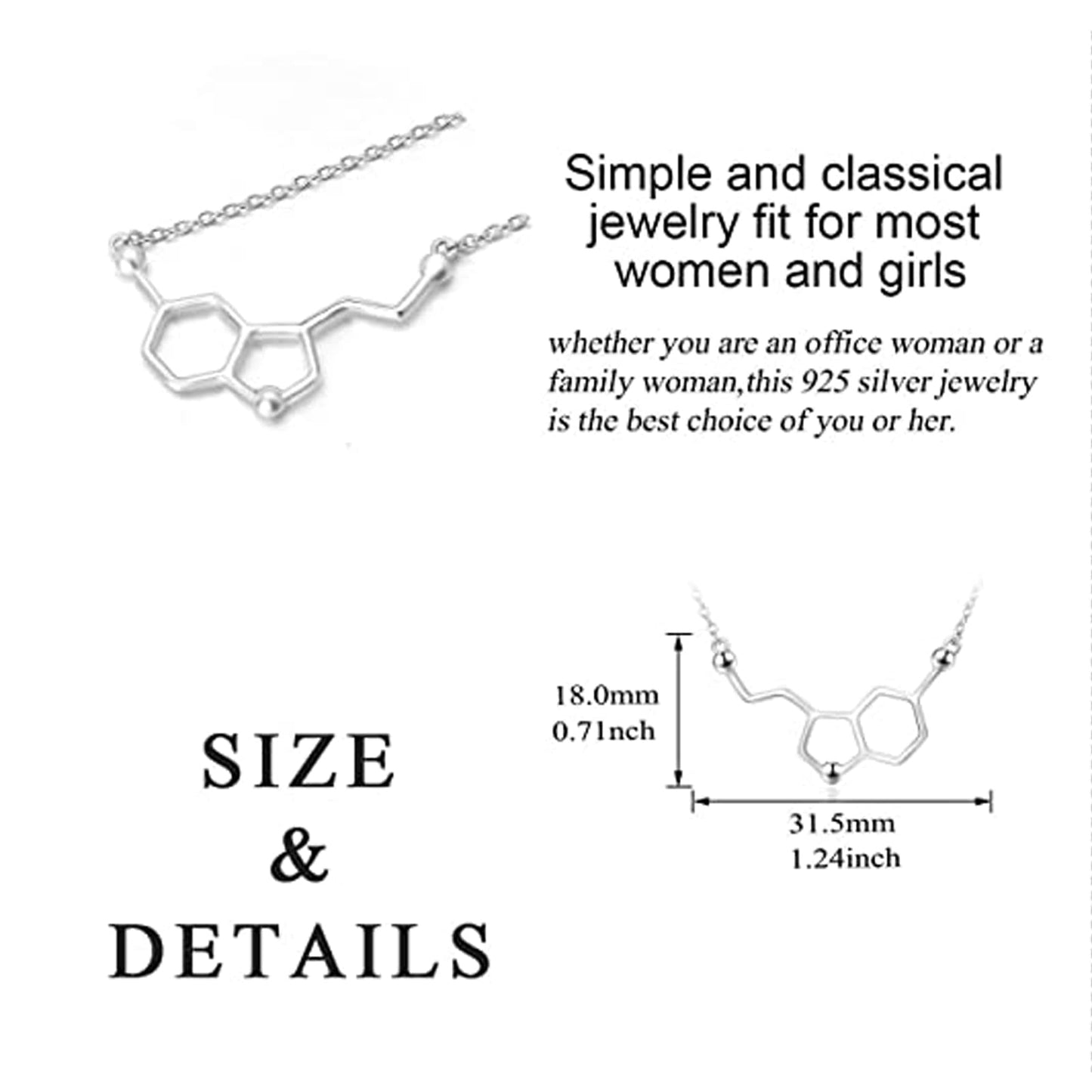 Collar Molécula Serotonina Plata – La Joya de la Felicidad