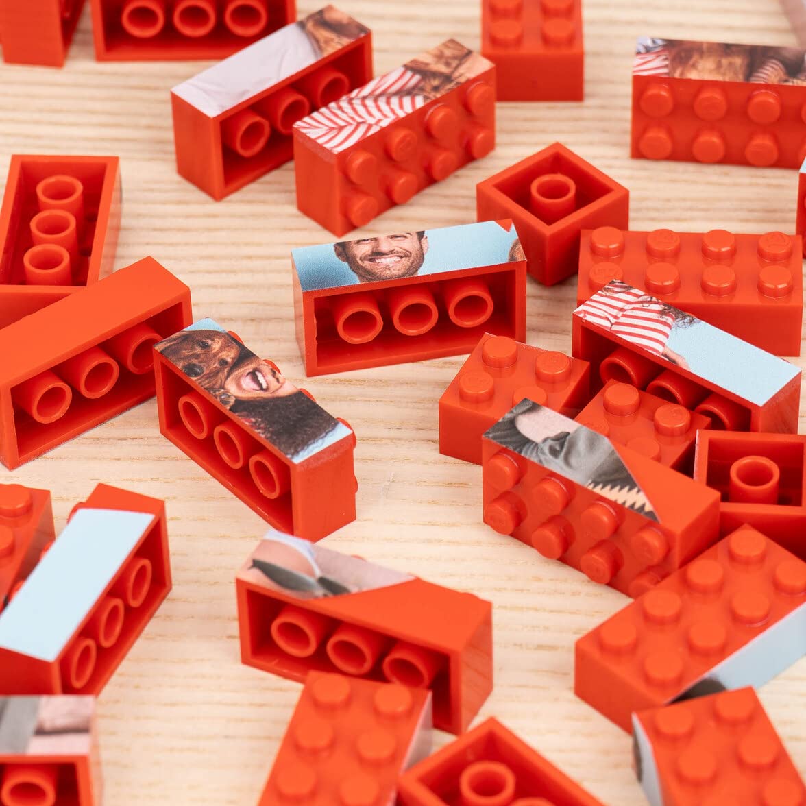 Wanapix | Puzzle Personalizado de Bloques Lego con Foto o Texto San Valentín, Sorprende a tu Amor con un Recuerdo Único y Emocionante | 49 Piezas de Bloque Lego (Rojo)