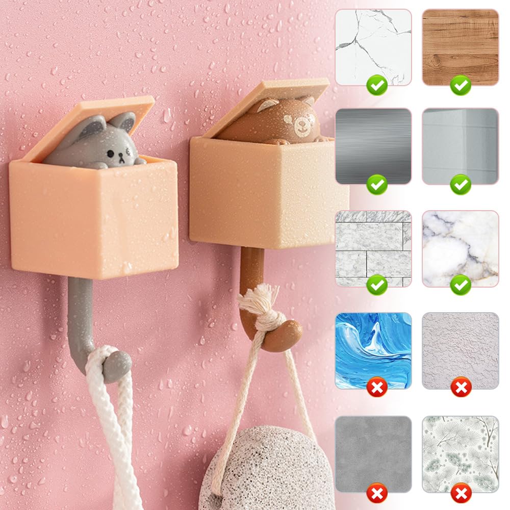 LIMITADA 6 PCS Ganchos Adhesivos Creativos para Pared Gancho Adhesivo Animales Gancho de Gato para Llaves Gancho de Pared Animales para Colgar Abrigos Bufandas Toallas Bolsos en Baño Cocina Dormitorio