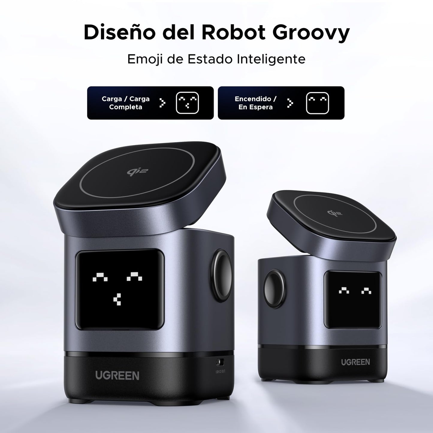 Cargador inalámbrico magnético – Carga con emojis y soporte para dos dispositivos