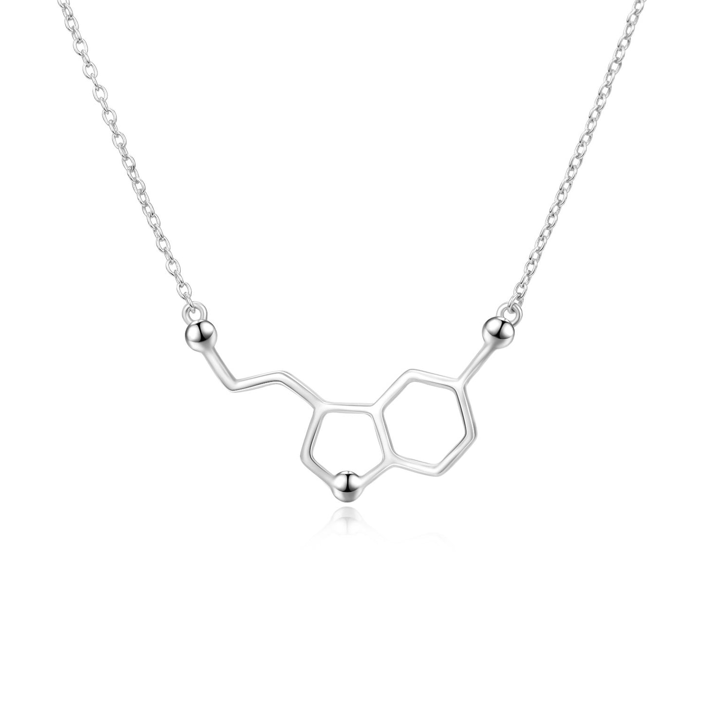 Collar Molécula Serotonina Plata – La Joya de la Felicidad