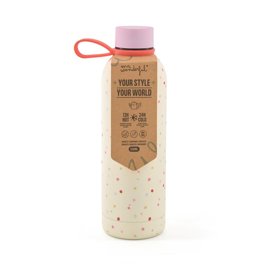 Mr. Wonderful Mr.Wonderful-Botella térmica-Topos de colores, multicolor (2506010269W0UN)