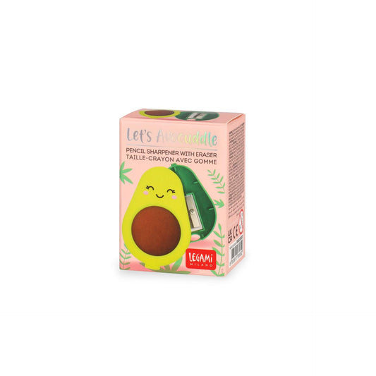 Legami - Sacapuntas con goma, recipiente vaciable, borrado suave y limpio, 4 x 5,7 cm, tema aguacate