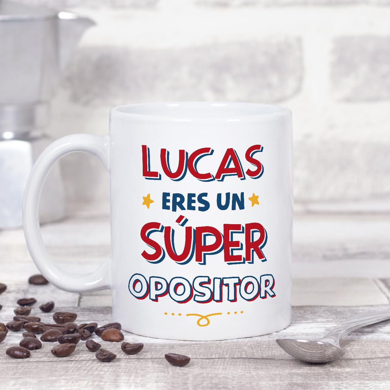 MUGFFINS Tazas Personalizadas para OPOSITOR hombre - En Español - Eres Súper - 11 oz / 330 ml - Regalo Personalizable original y divertido