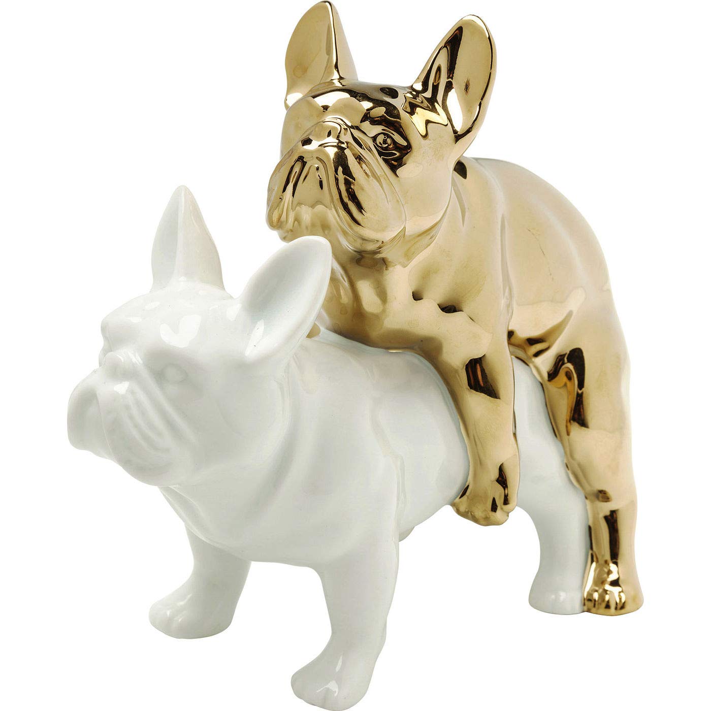 Kare Design Deko Figura Decorativa, Love Dogs, Cerámica y Porcelana, Oro, 17.2x19.5x10.8cm