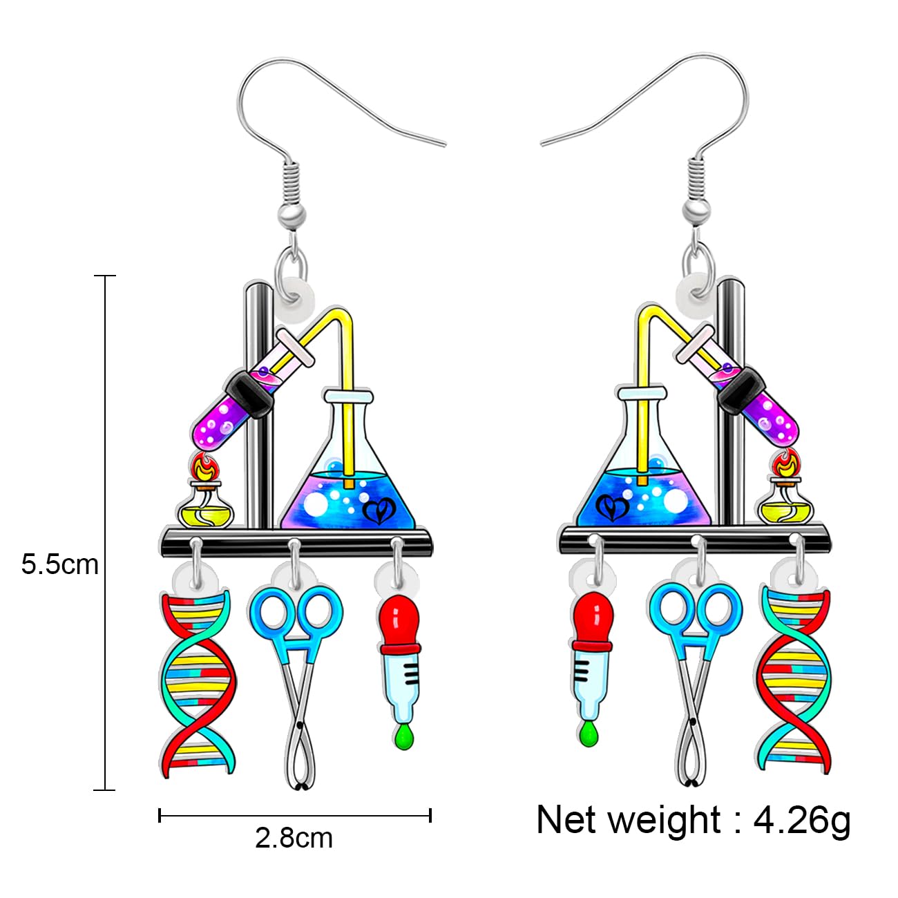 Pendientes Ciencia y Química – ADN Acrílico para Mentes Curiosas