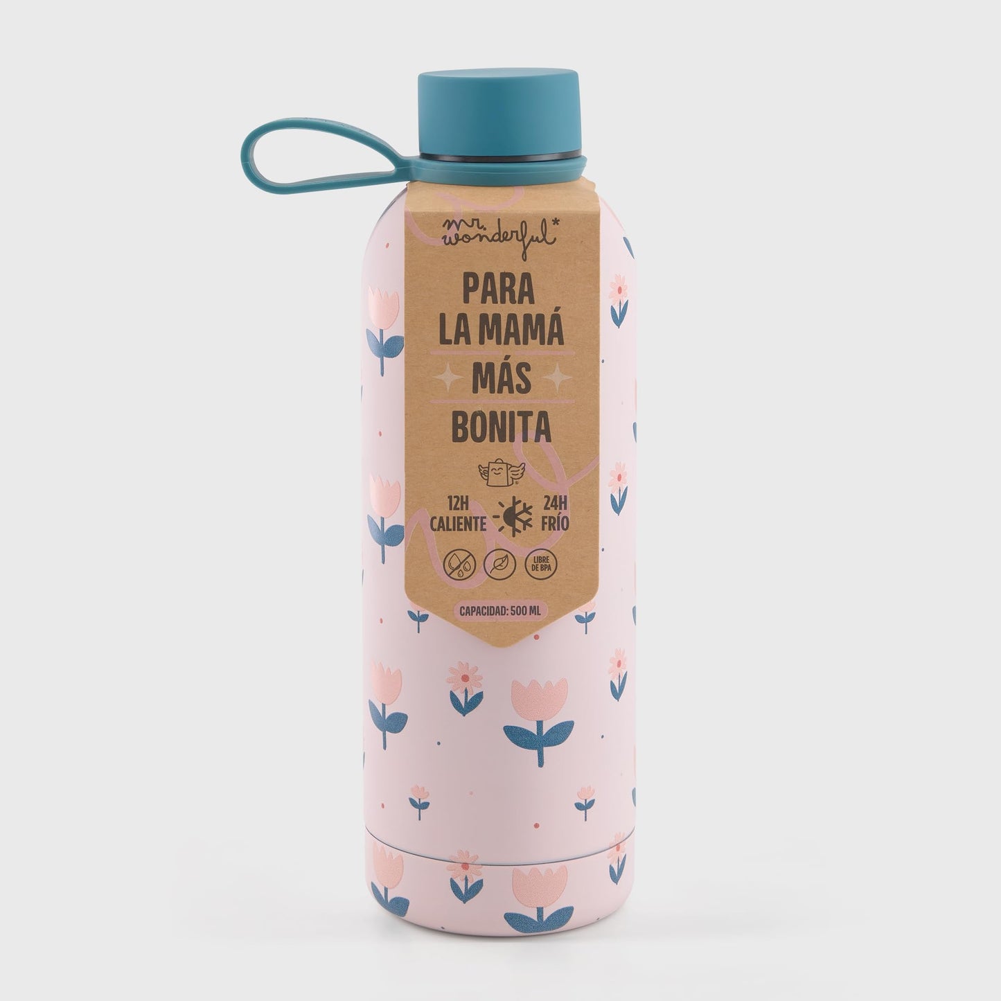 Mr.Wonderful - Botella térmica - Soy 70% agua y 30% prisas - Regalo Día de la Madre - Botella térmica realizada en acero inoxidable 304 de doble capa - Capaciadad: 550 ml