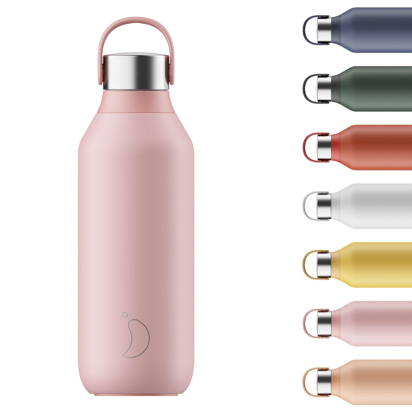 Chilly's Bottle Serie 2 - Botellas térmicas de Acero Inoxidable con gollete Suave y asa - Blush Pink, 500ml