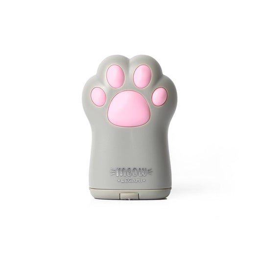 Legami - Sacapuntas con recipiente, Meow, 4,5 x 7 cm, de plástico, doble orificio para lápices estándar y jumbo, tapa plegable, depósito para virutas, espejo en la parte posterior
