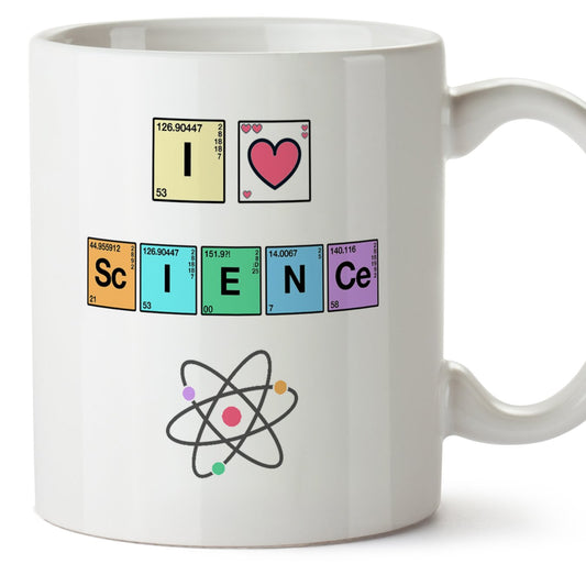 MUGFFINS Taza química - I Love Science - Tazas de café para químicos. Regalos para químicos, para los Amigos y la Familia - Cerámica - 11oz / 350 ml