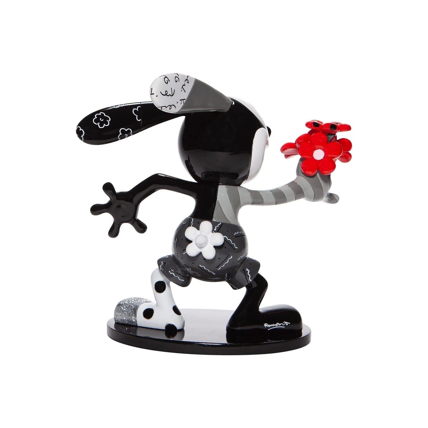 Disney Britto, Figura Mickey Mouse con flores, blanco y negro, Enesco