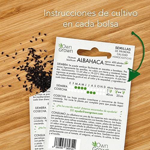 Kit Semillas Hierbas: 12 Variedades de Hierbas Aromaticas para plantar – Semillas Huerto – Albahaca, Tomillo, Cilantro – Plantas Aromaticas – OwnGrown