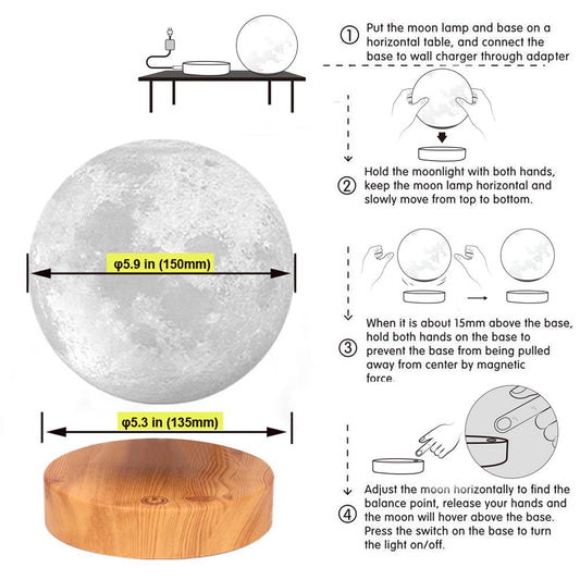 Lámpara lunar flotante – La luna levita sobre tu mesa