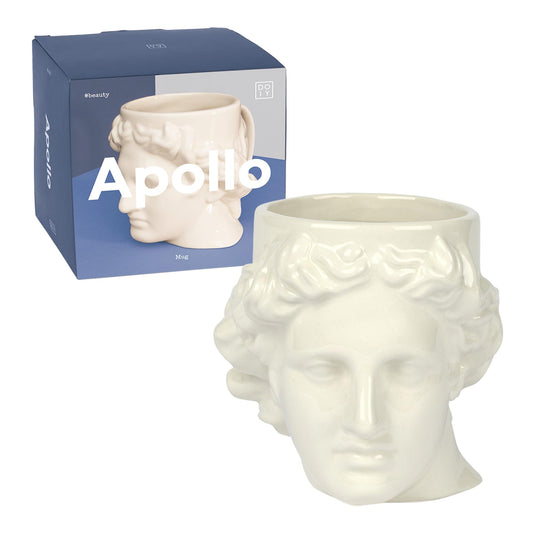 Doiy - Taza de Desayuno - Diseño del Dios Apolo - Fabricada con Cerámica - Tazas Originales para Regalar - Apta para Microondas - Color Blanco - 8x15x15 cm