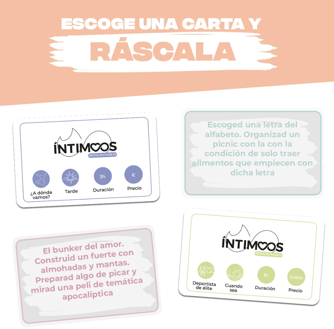 GUATAFAC INTIMOOS RETOS EN Pareja - Ideas de Citas Increibles - Rasca la Carta y Vive una de Tus Mejores Citas- Regalo Pareja, Navidad, San Valentin, Aniversario