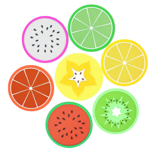 SyiXute 14 Piezas Creativa Fruta Posavasos,Posavasos de Silicona para Bebidas para Vino,Vidrio,Té- Mejor Bebida para el Hogar,Cerveza para Cocina Salón y Bar