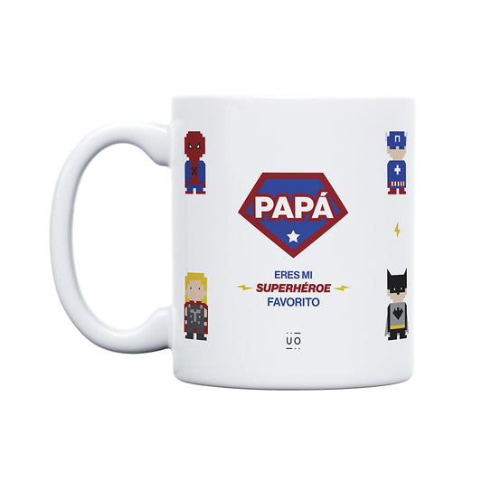 Papá eres mi superhéroe – Taza con mensaje que inspira