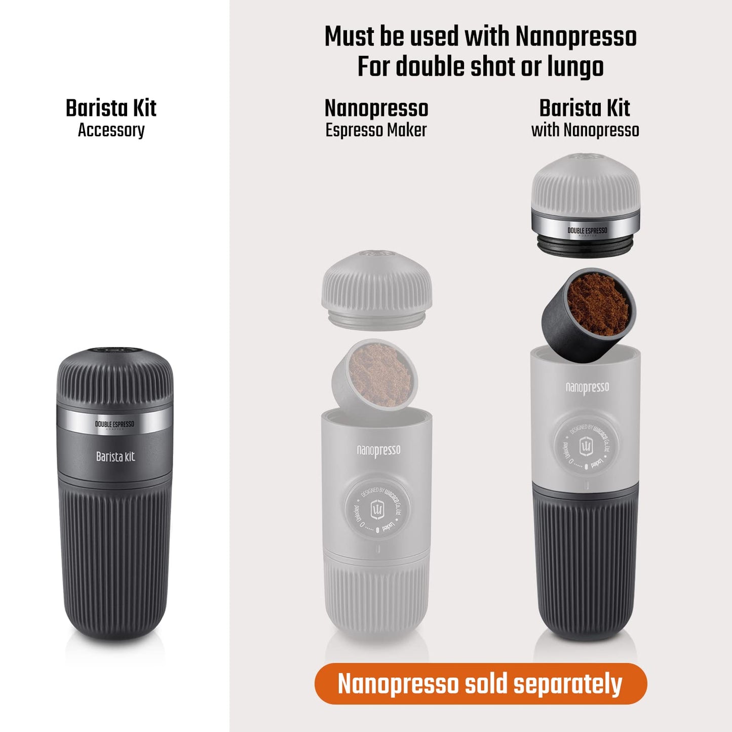 WACACO Nanopresso Barista Kit, accesorio para la máquina de café espresso portátil Nanopresso. Doble Espresso, Lungo