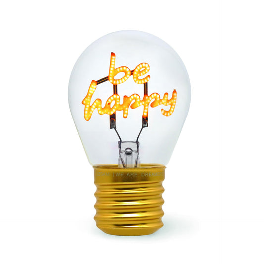 Lámpara bombilla “Be Happy” – Una chispa de alegría en tu rincón favorito
