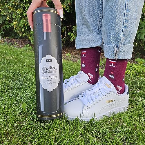 soxo Bebidas Calcetines Mujer Divertidos Algodon Socks Regalos Originales Regalo Colores 35-40 Red Wine 3 Pares