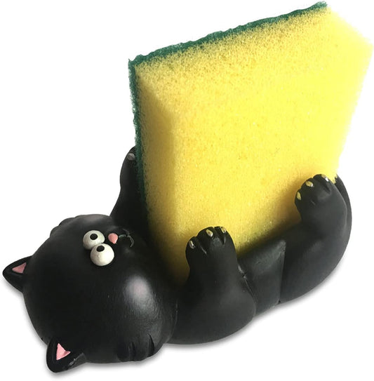 Soporte Esponja Gato Negro – Tu Estropajo Siempre a Mano y Vigilado