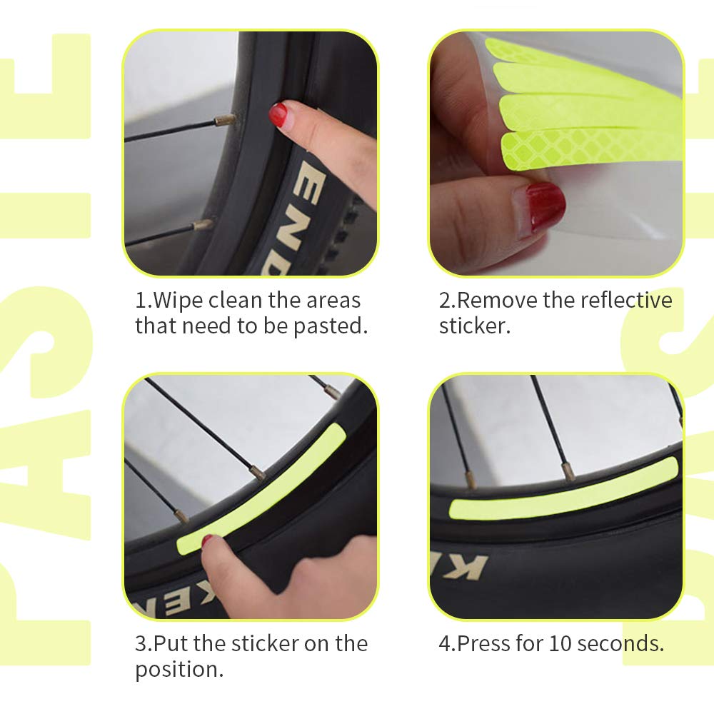 Hillylolly Pegatinas Reflectantes Bicicleta, Adhesivos Reflectantes, 42pcs Reflectores Adhesivos, Cintas Reflectantes para Moto, Stickers Reflectantes, Pegatina Reflectante Casco Bicicleta (Amarillo)