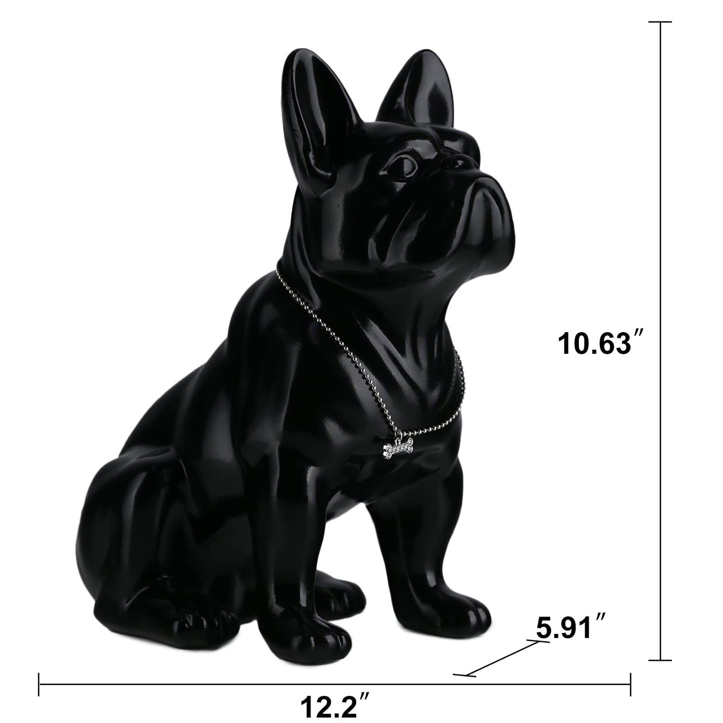 suruim Estatua de Bulldog inglés de Resina, Escultura Francesa, decoración del hogar, Figuras coleccionables Modernas, Arte para Perros, decoración (Negro, 12.2 Pulgadas), 10.6 x 5.9 x 12.2 Pulgadas