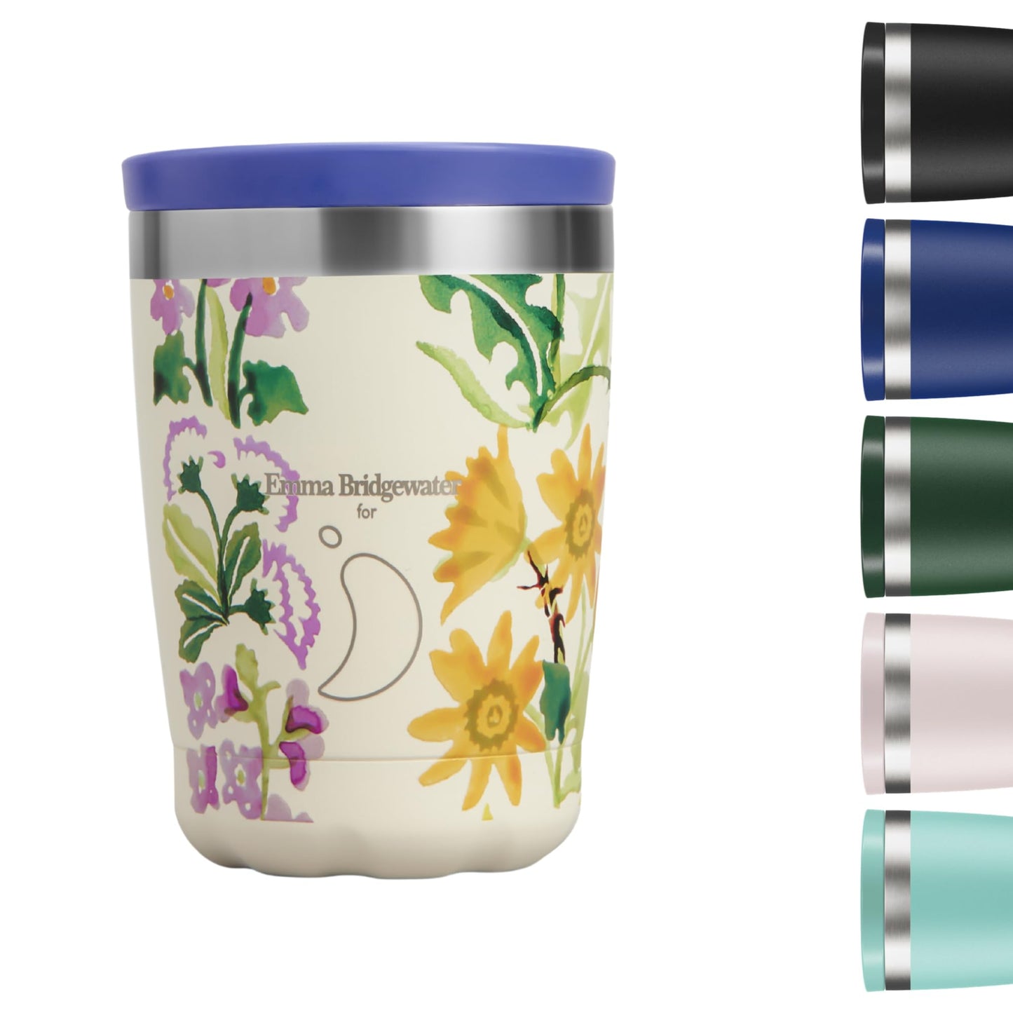 Chilly's Taza de Café Aislada - Tazas de Café de Pared Doble con Tapa - Acero Inoxidable - 340ml - Wildflower Walks