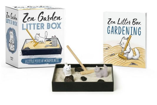 Jardín zen con gato – Arena, paz y humor