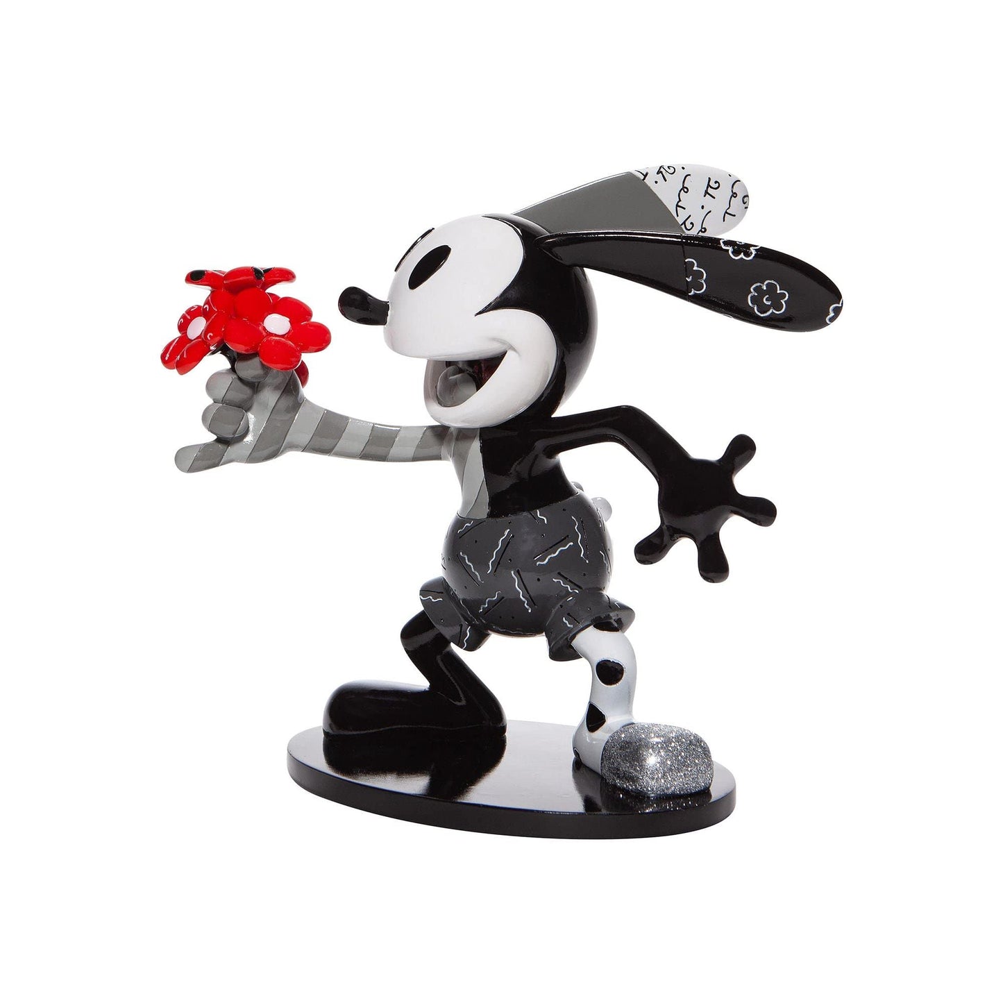 Disney Britto, Figura Mickey Mouse con flores, blanco y negro, Enesco