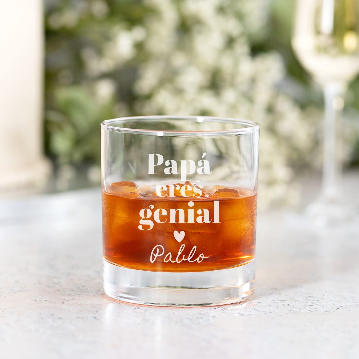 Wanapix | Vaso de Whisky Personalizado con Nombre | Vaso Cristal Grabado | Regalo Dia del Padre | 38 cl | Apto para Lavavajillas | Papa genial