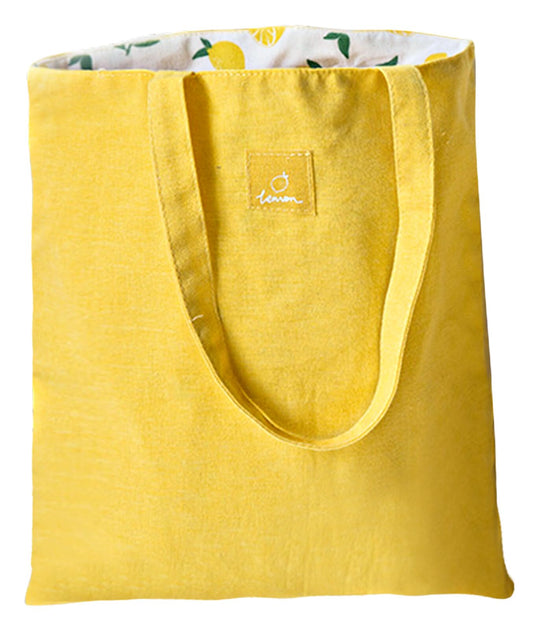 ASFINS Bolsa Tote Tela, Bolsa de Lona Mujer Bolsa Tote Bolsa de Algodón Reutilizable para Las Compras Salir, 40cm x 36cm (Limón Amarillo)