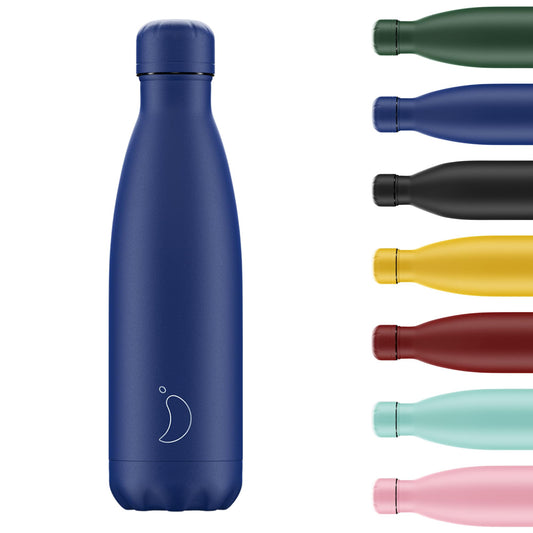 Chilly's Botella de Aqua - Acero Inoxidable y Reutilizable - Prueba de Fugas, Libre de transpiración - Matte - All Blue - 500ml