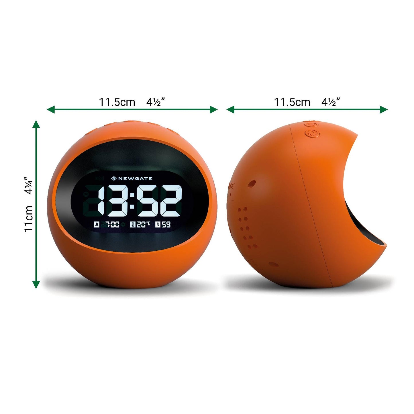 Reloj Despertador Esférico Retro – Futuro Vintage en Naranja