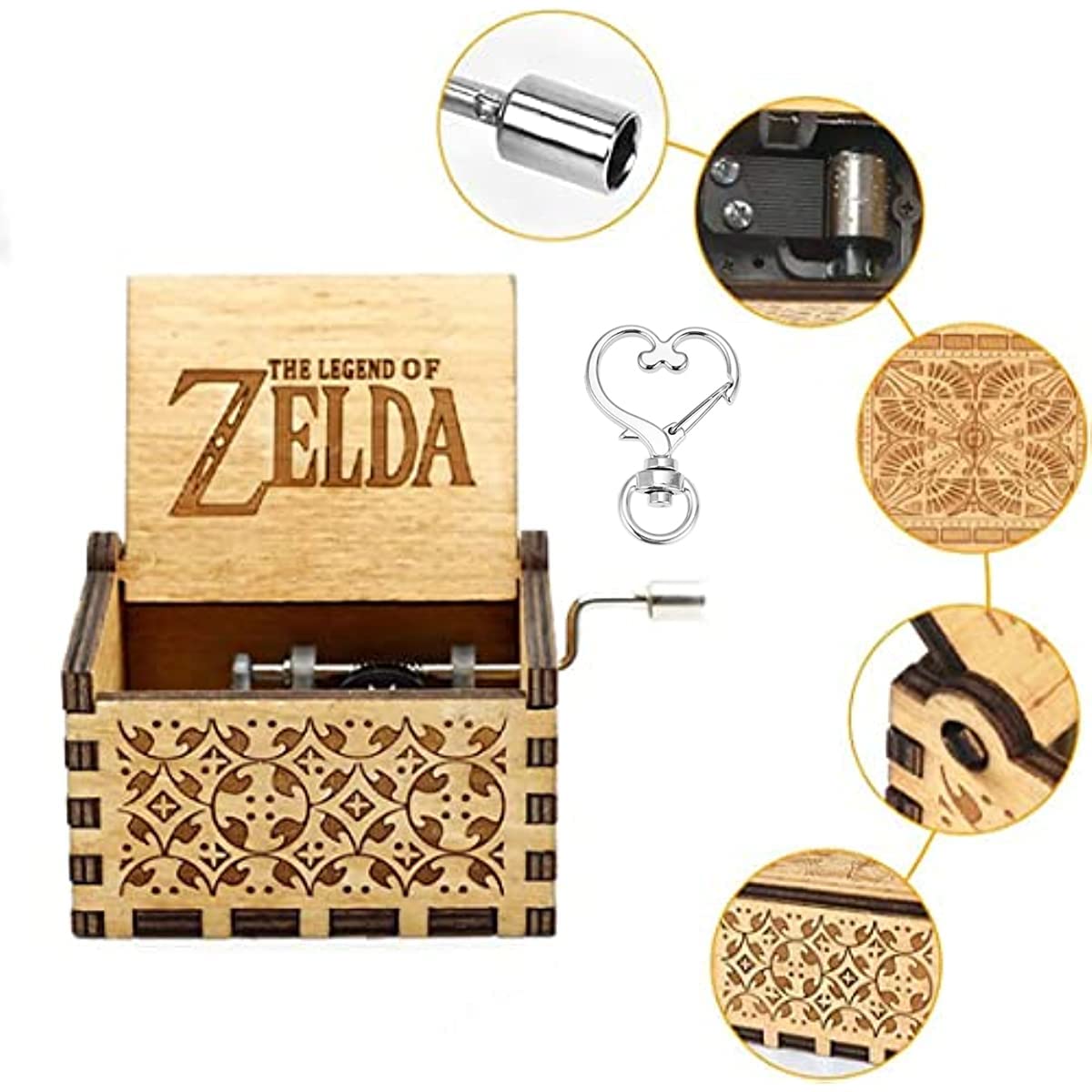 Cuzit The Legend of Zelda Movie Theme Antique Carved Music Box Hand Crank Wooden Musical Box Toy