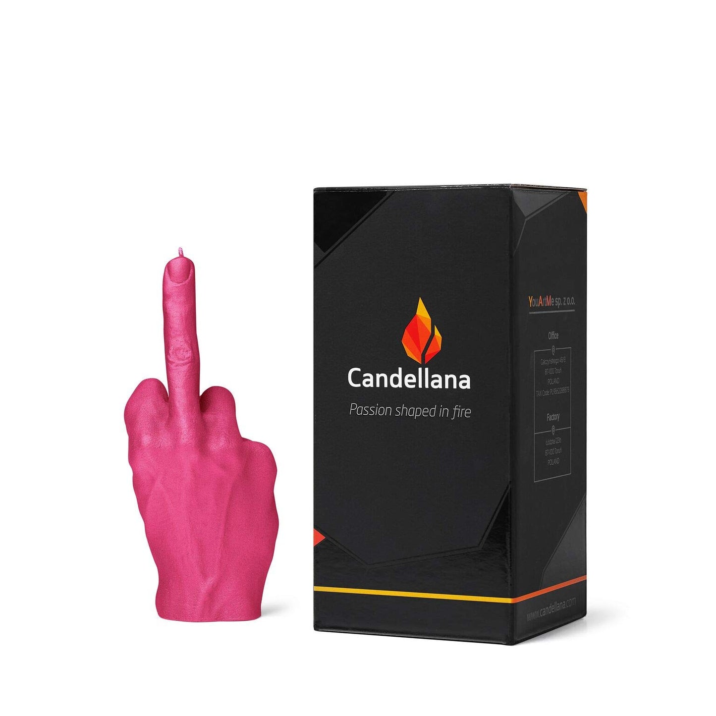 Candellana Vela en Forma de Dedo Medio | FCK | Altura: 20 cm | Rosa Oscuro | Tiempo de combustión 30h | El tamaño de la Vela es Igual a 1:1 de la Mano Real | Hecho a Mano en EU